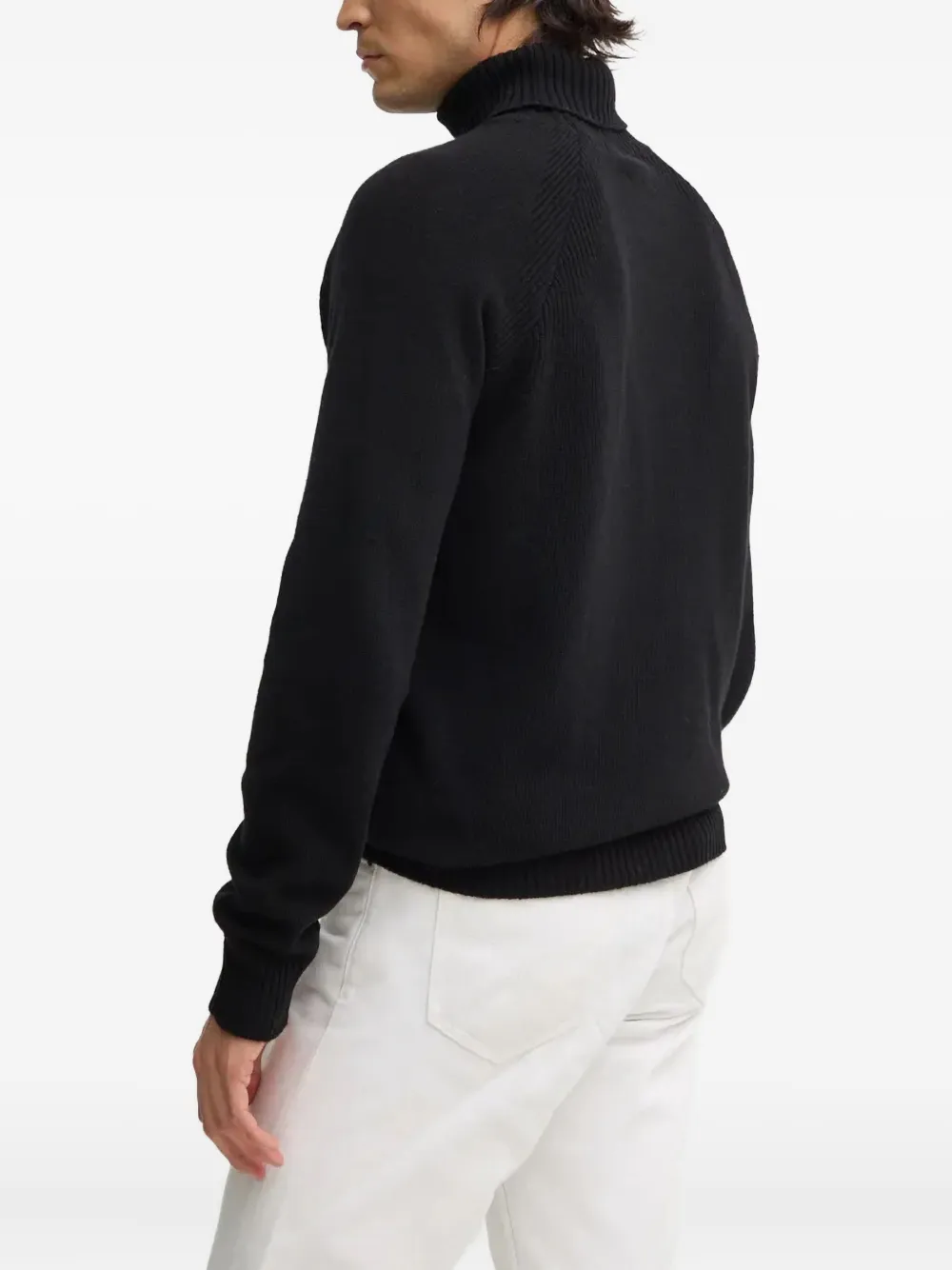 Liu •jo Roll-neck Logo-plaque Sweater In Black