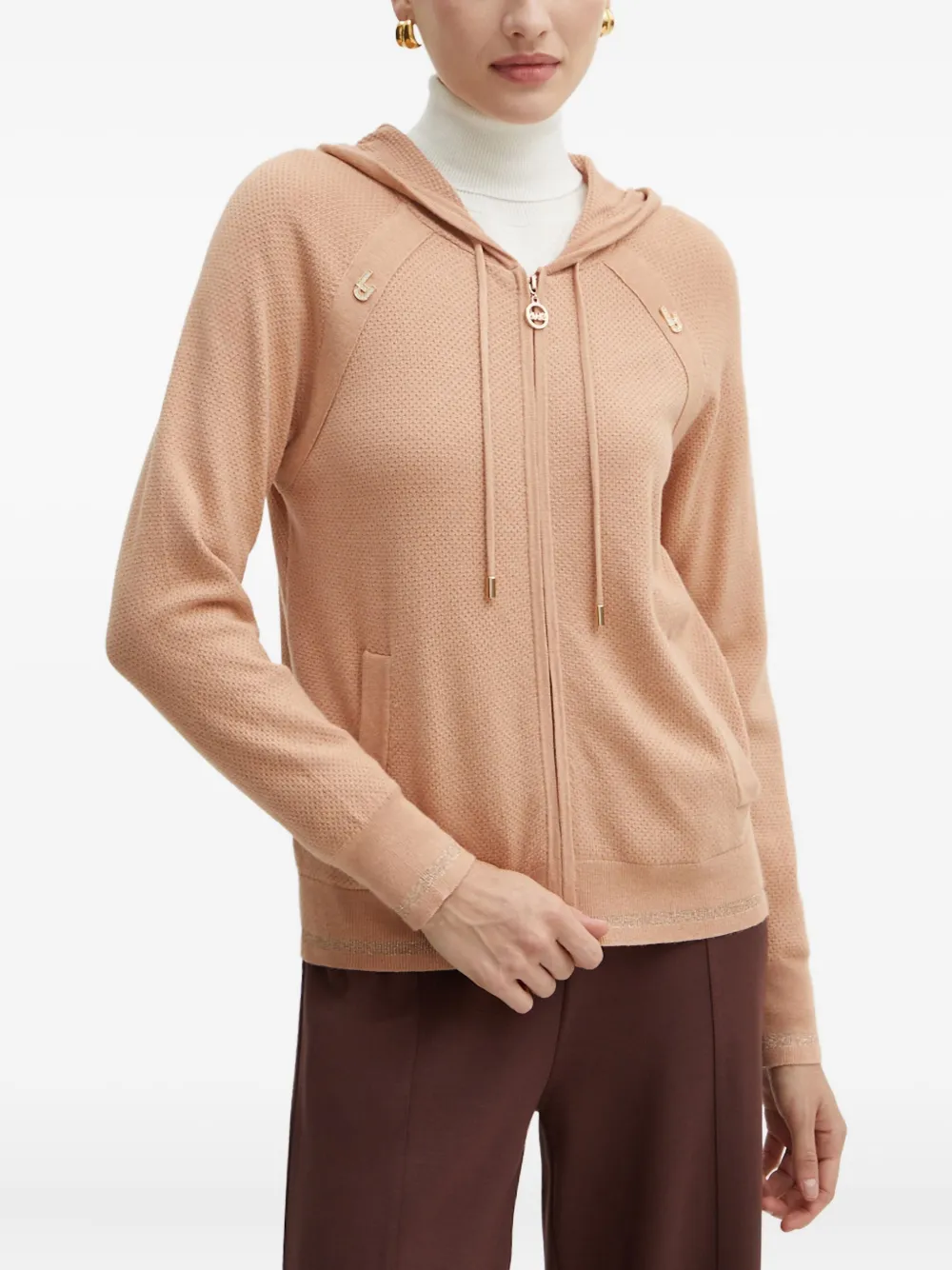 Liu •jo Logo-detail Zip-fastening Hoodie In Brown