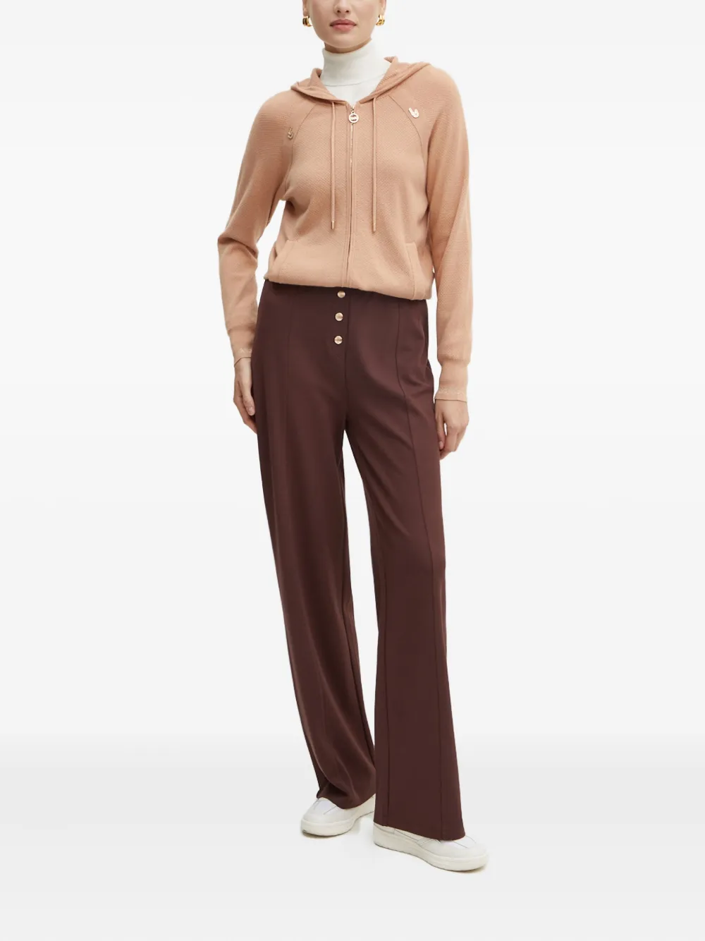 LIU JO Hoodie met ritssluiting en logodetail - Beige