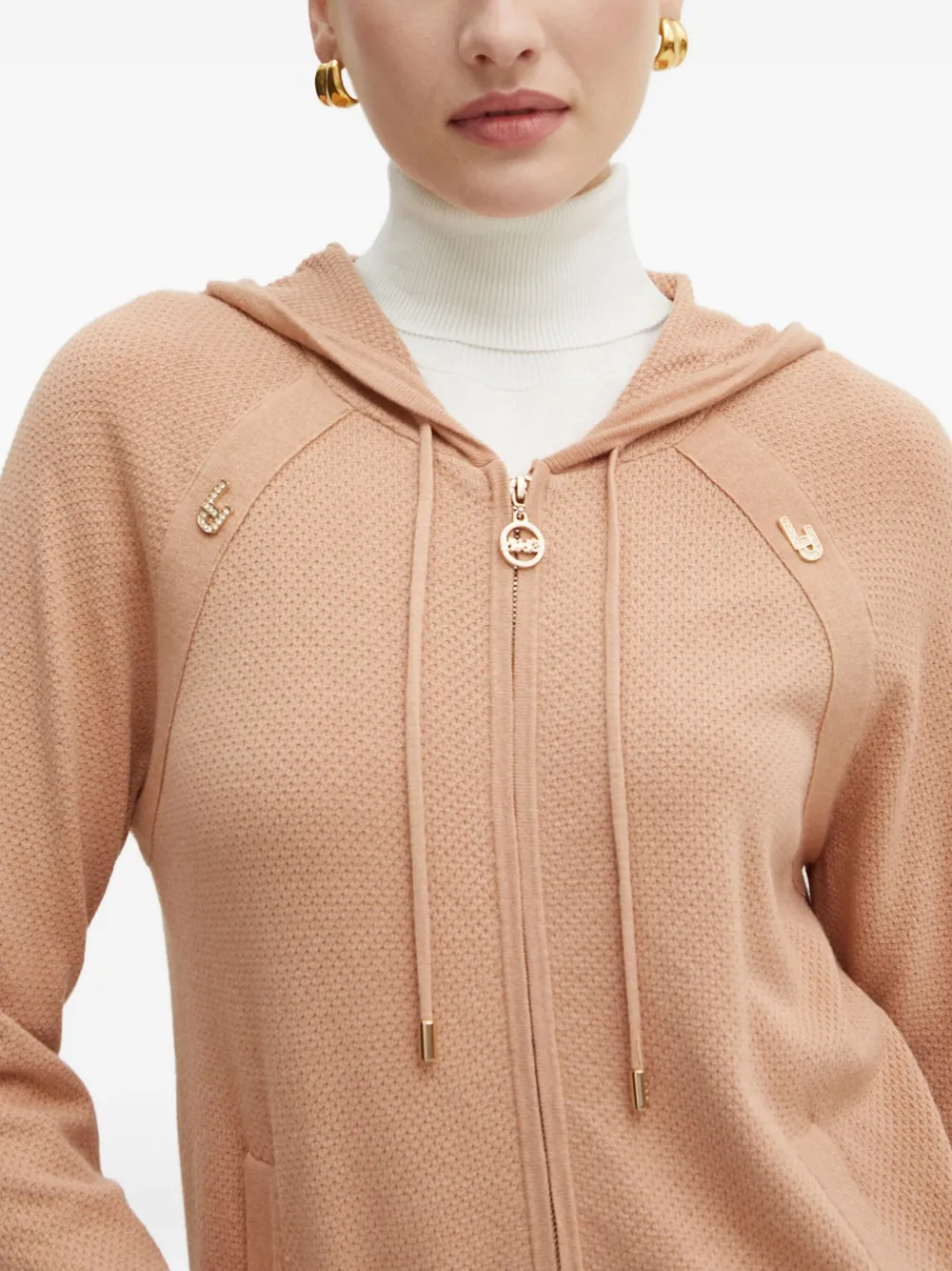 Liu •jo Logo-detail Zip-fastening Hoodie In Brown
