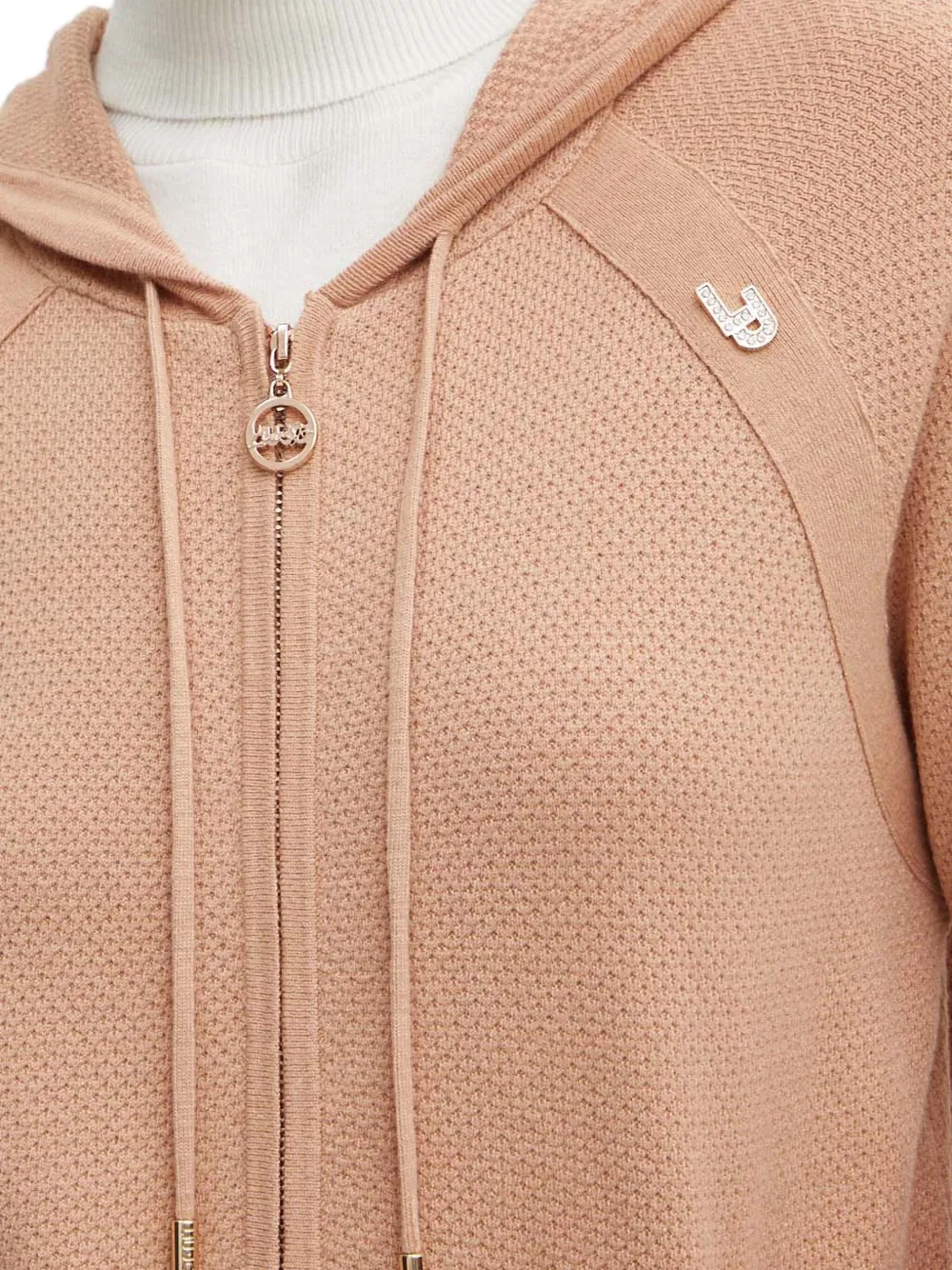 Liu •jo Logo-detail Zip-fastening Hoodie In Brown