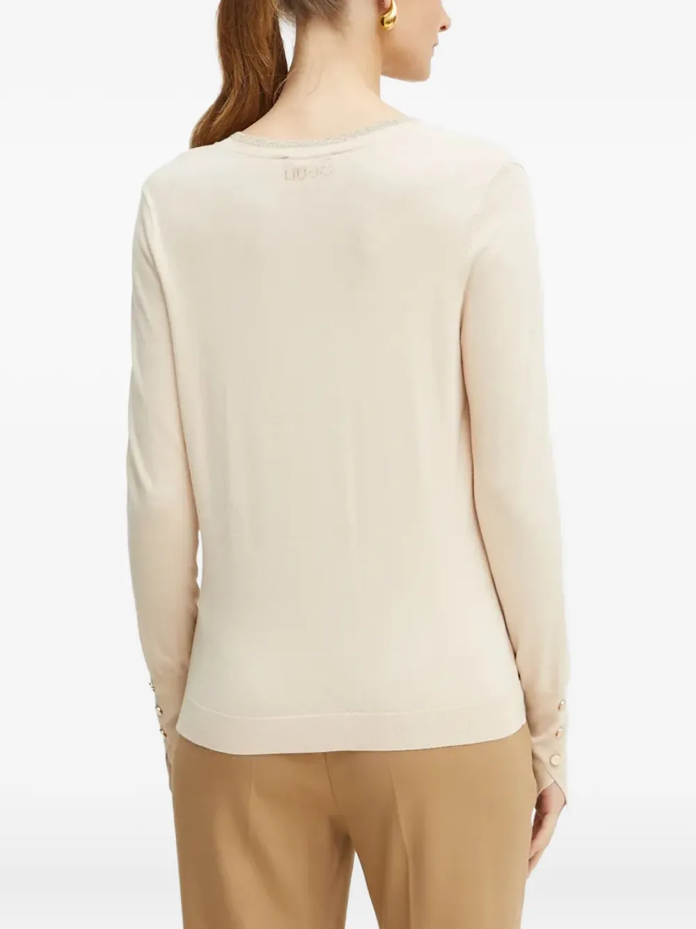 Liu •jo Scalloped-trim Button-fastening Cardigan In Neutral