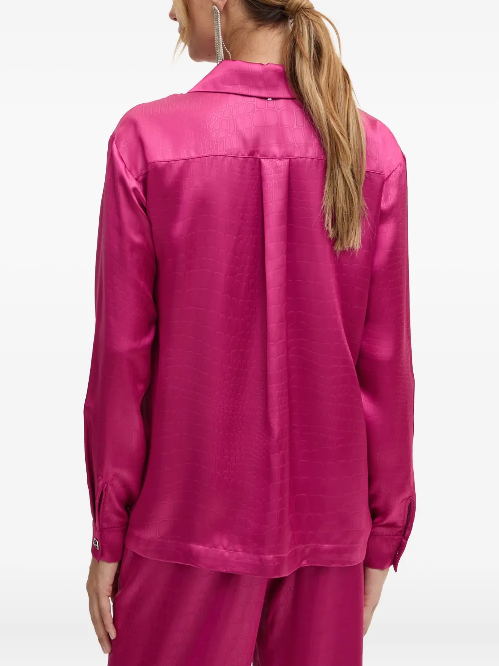 LIU JO Blouse met krokodillenprint en knoopsluiting Roze