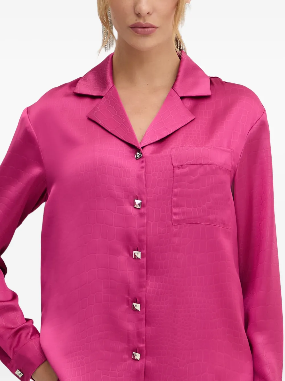 LIU JO Blouse met krokodillenprint en knoopsluiting Roze