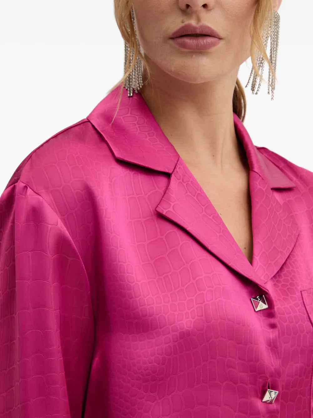 LIU JO Blouse met krokodillenprint en knoopsluiting Roze