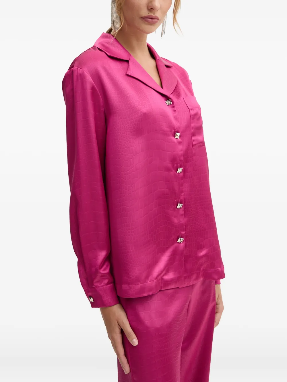 LIU JO crocodile-skin print button-fastening shirt | Pink | Image 1