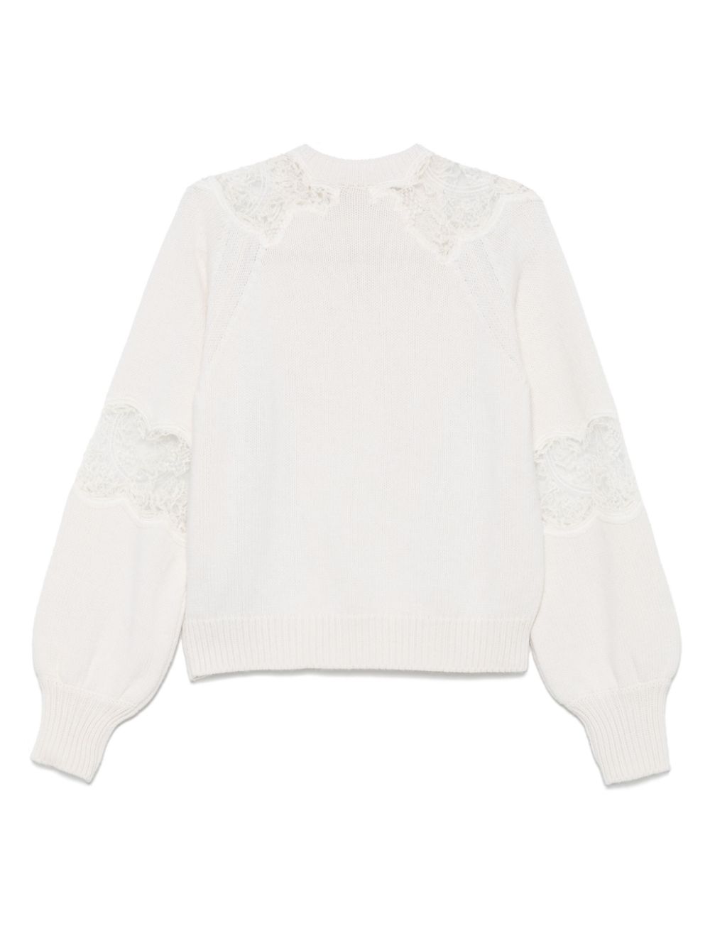 Shop Elie Saab Lace-detail Sweater In White