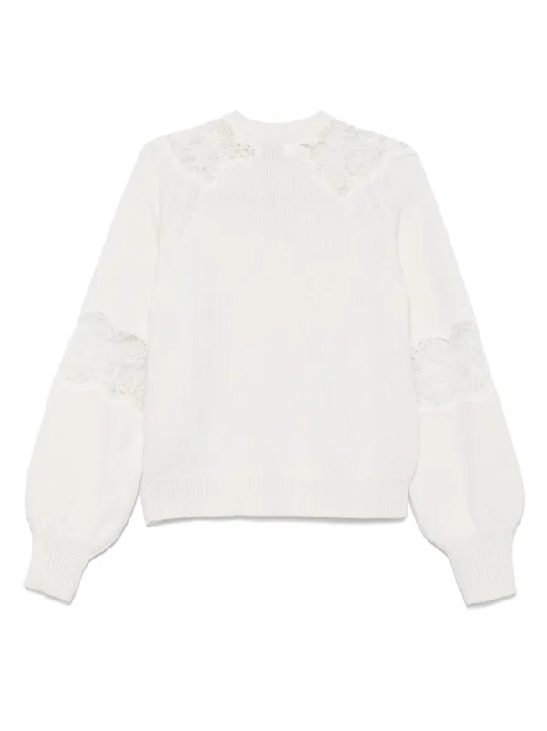 Elie Saab lace-detail Sweater | White | FARFETCH