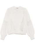 Elie Saab lace-detail sweater - White