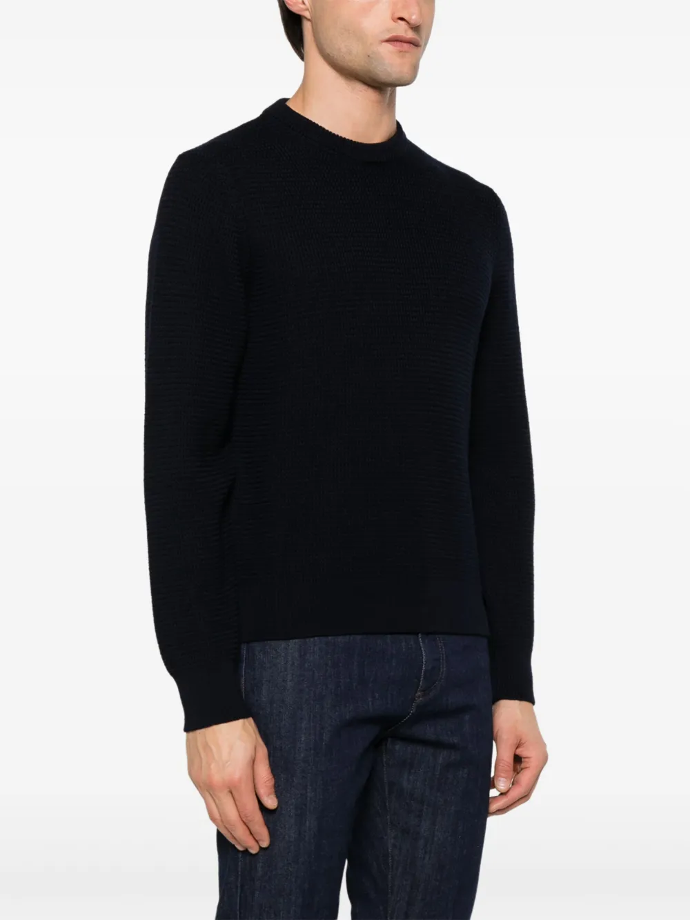 Canali Trui met wafelpatroon Blauw