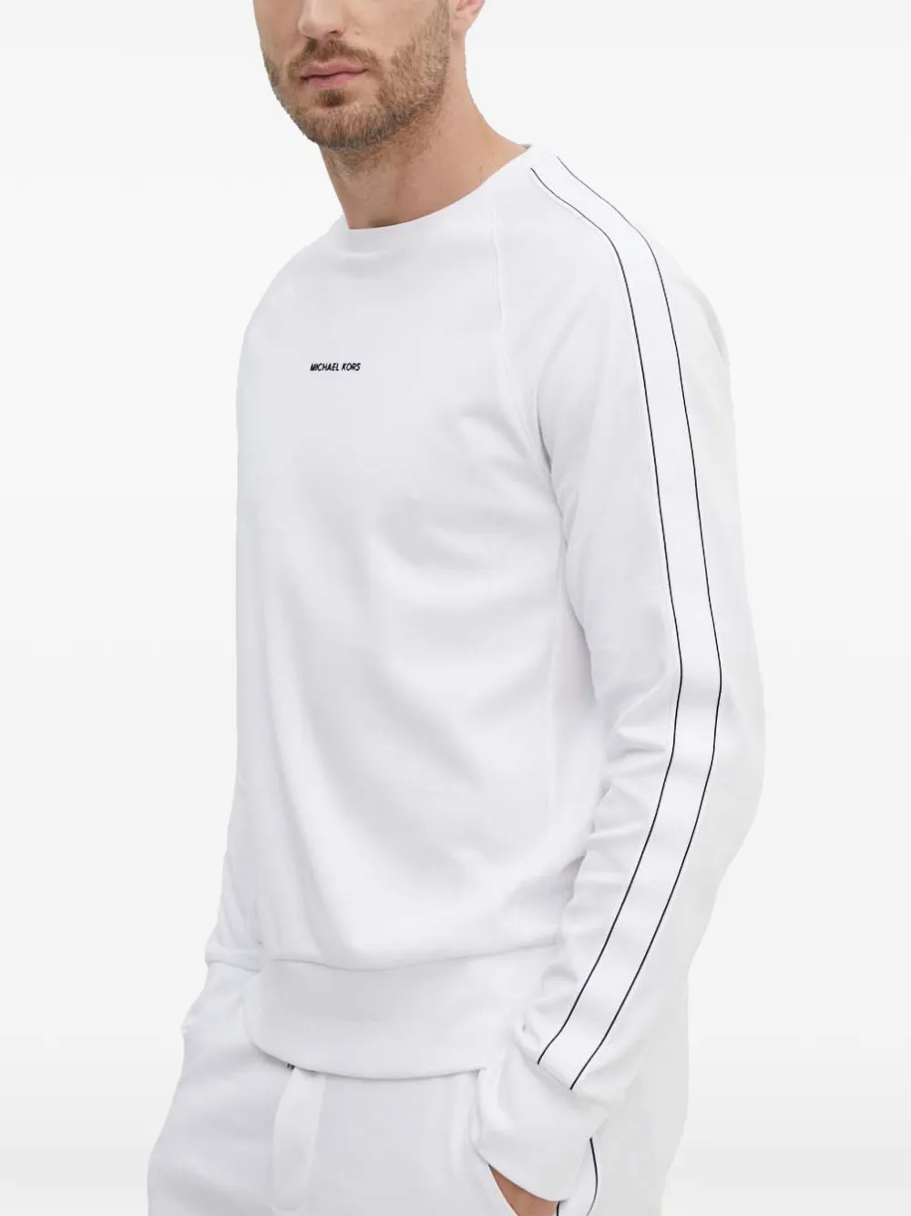 Michael Kors logo-print side-stripe sweatshirt - Bianco