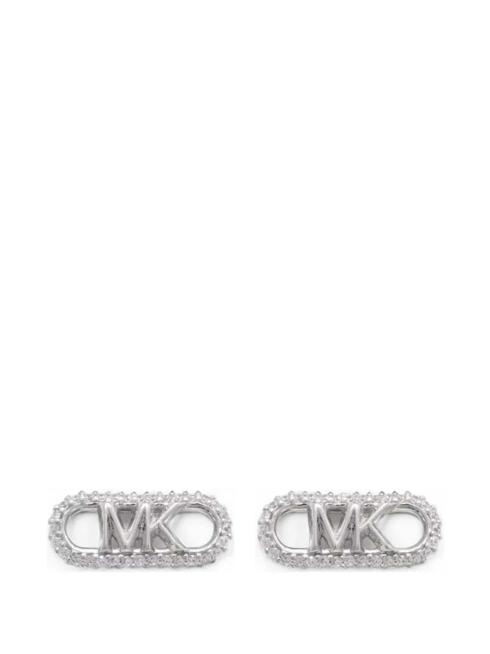 Michael Kors logo-plaque crystal-embellished earrings - Silber
