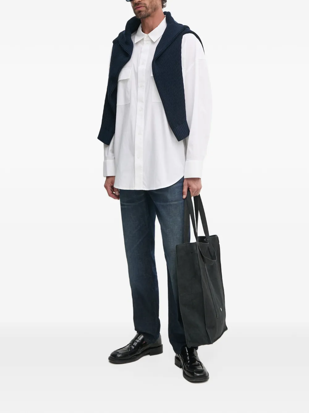 Michael Kors oversized stretch cotton poplin shirt Wit