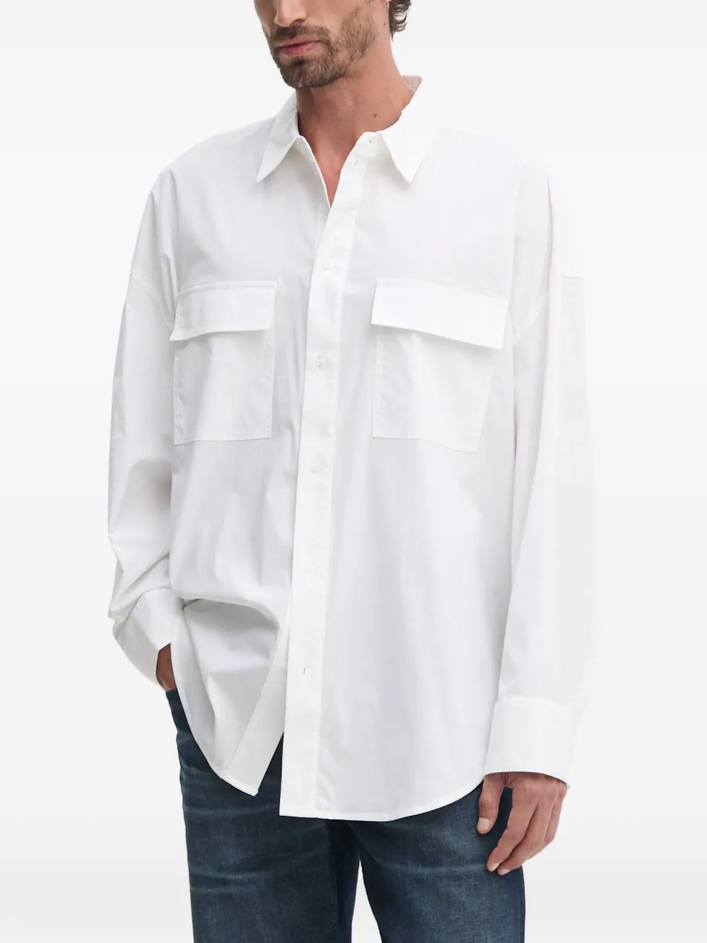 Michael Kors oversized stretch cotton poplin shirt - Bianco