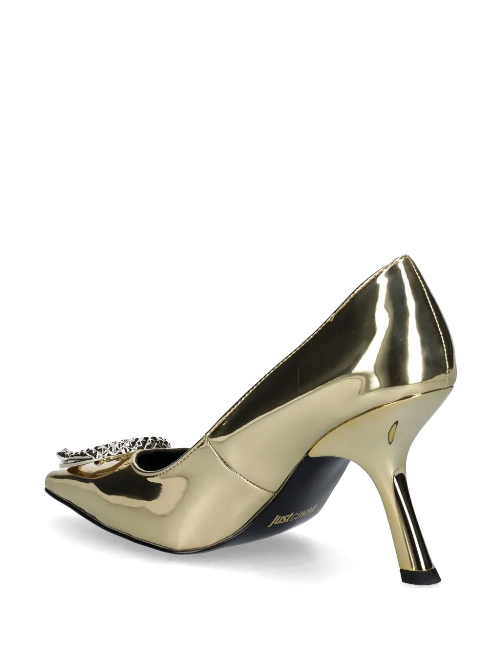 Just Cavalli 90mm logo-plaque pumps Gold