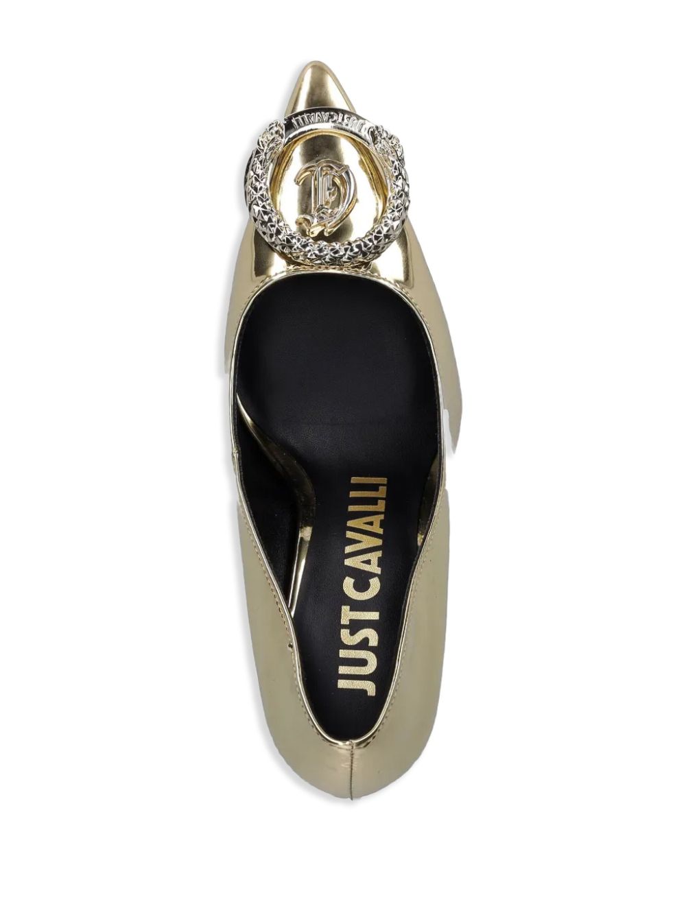 Just Cavalli 90mm logo-plaque pumps Gold