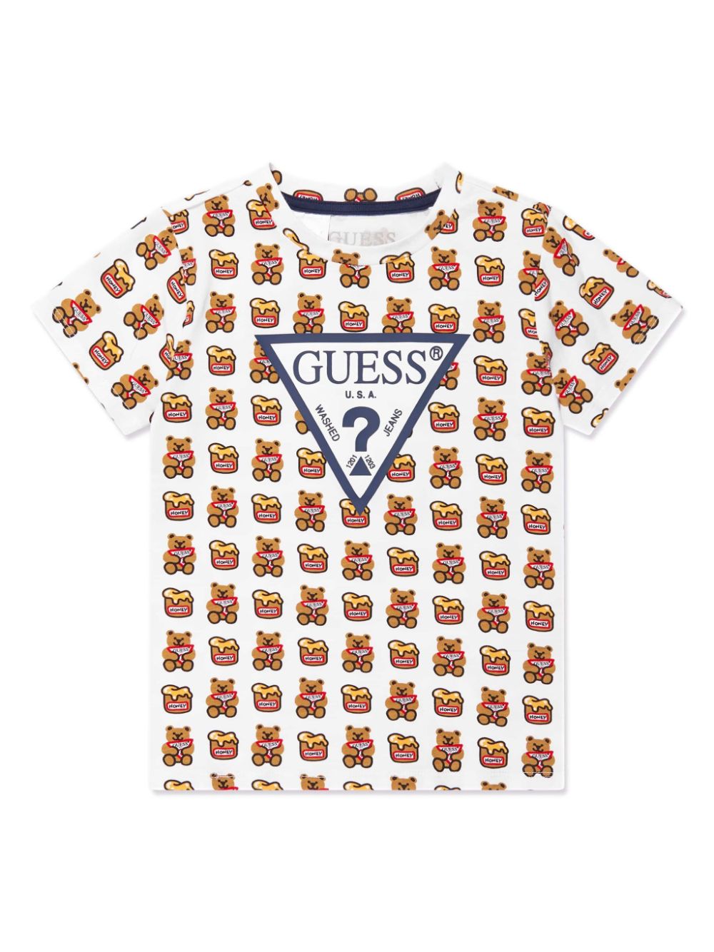 Guess kids all-over logo-pattern T-shirt Wit