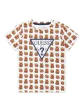 guess kids all-over logo-pattern T-shirt - White