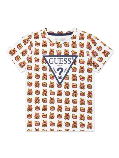 guess kids all-over logo-pattern T-shirt