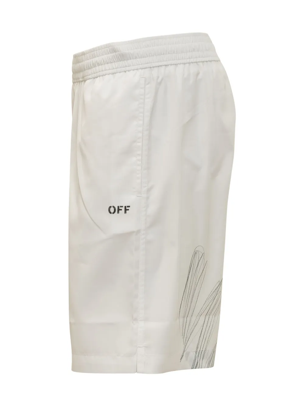 Off-White Zwembroek met krabbelpatroon Beige