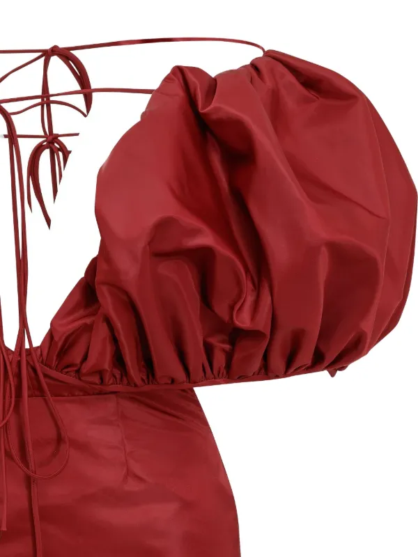 laquan smith red dress Laquan Smith Long Sleeve Square Neck Rib Midi Dress In Cherry Red