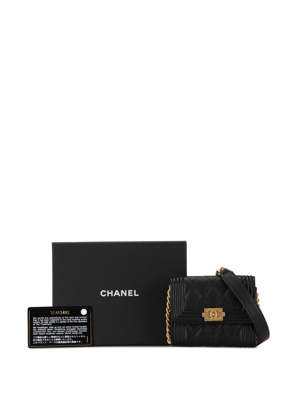 Cheap HOT SALE CHANEL 2021 Quilted Caviar Boy Card Holder with Chain crossbody bag Women