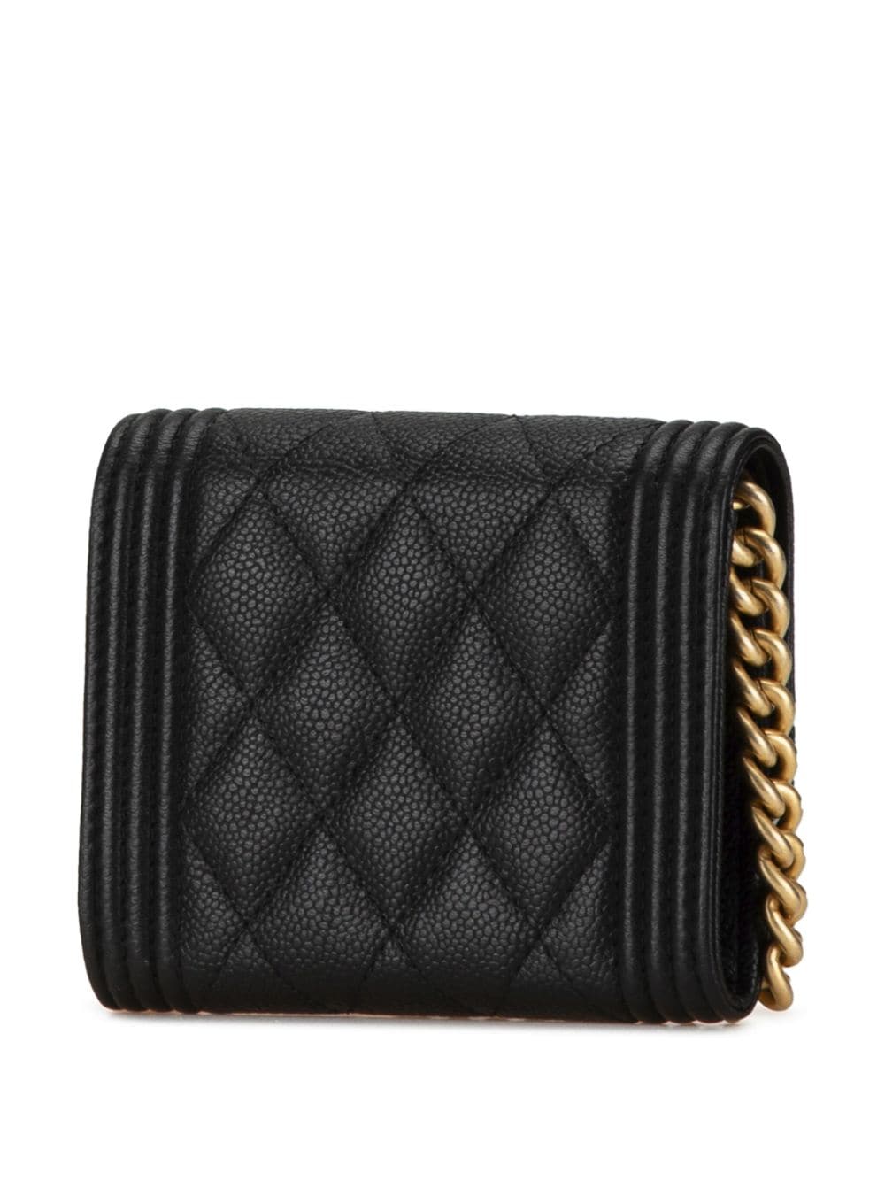 CHANEL Pre-Owned 2021 Caviar Boy Phone Holder with Chain gewatteerde crossbodytas - Zwart