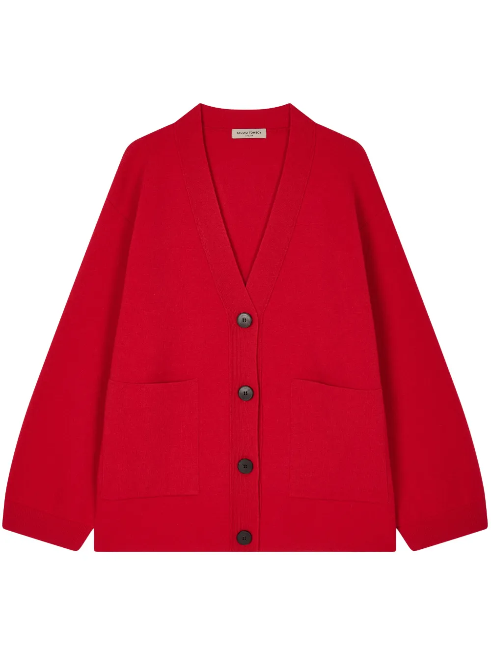 Studio Tomboy Round-neck Wool Cardigan In Red