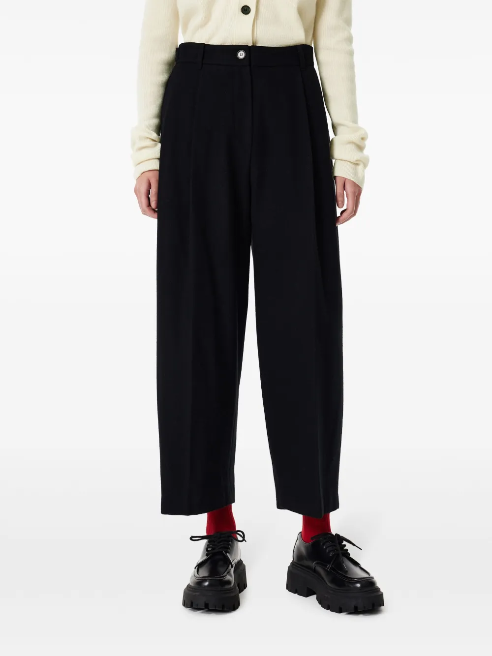STUDIO TOMBOY Broek met gesmockt detail - Zwart