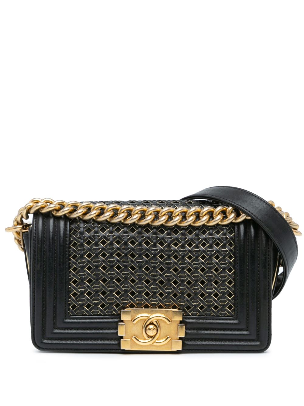 Cheap HOT SALE CHANEL 2014 Small Braided Sheepskin Boy Flap crossbody bag Women