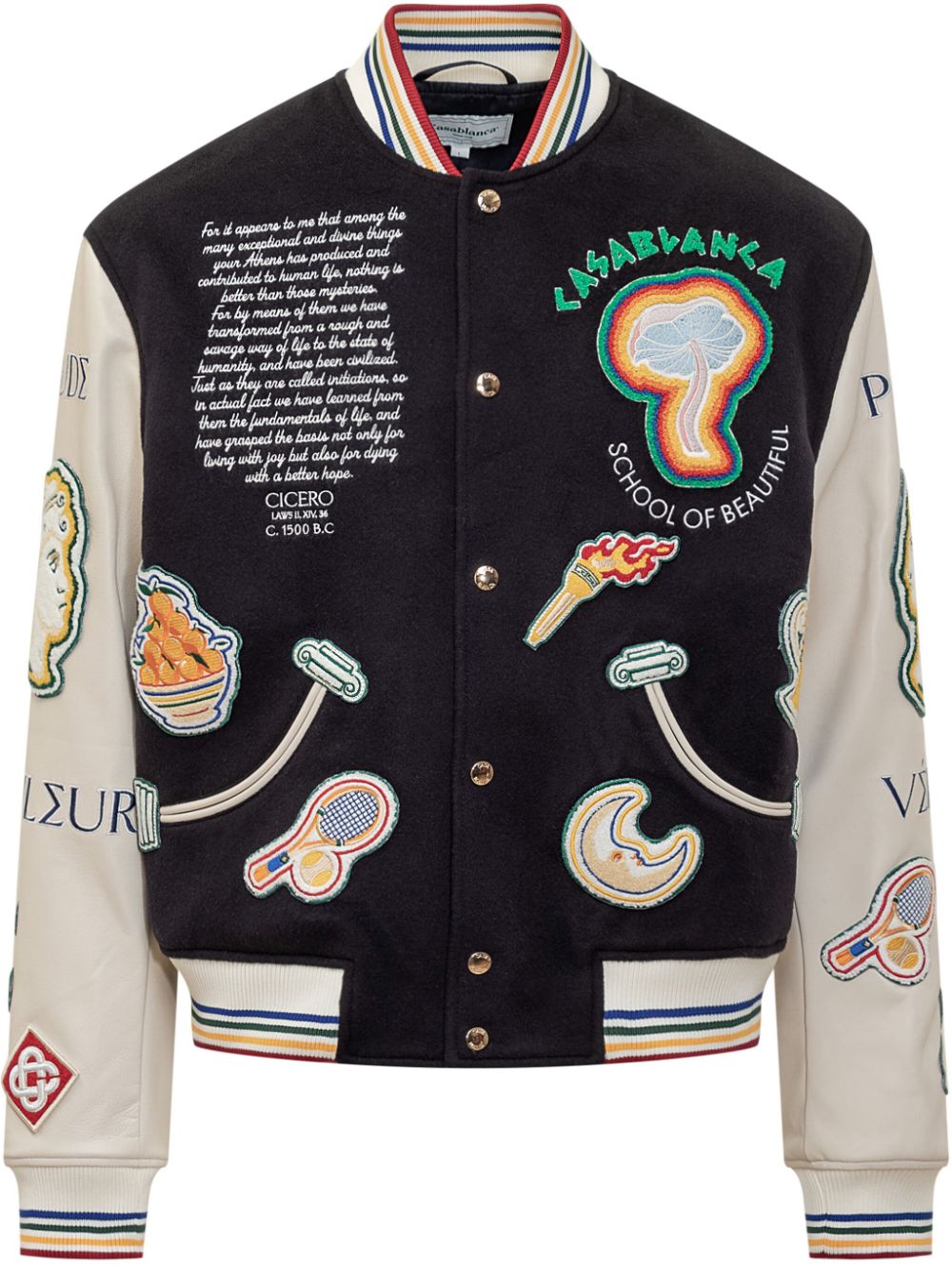 patch-appliqué bomber jacket