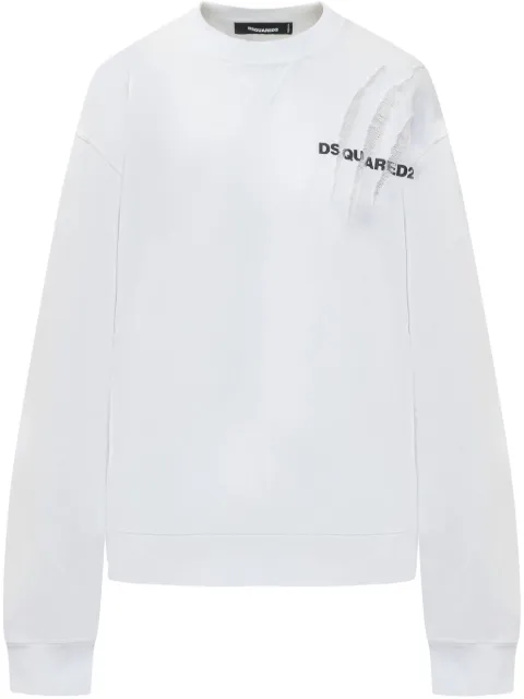 DSQUARED2 WHITE WOMEN SWEATSHIRT outlet CREW SLIM FIT size S/M