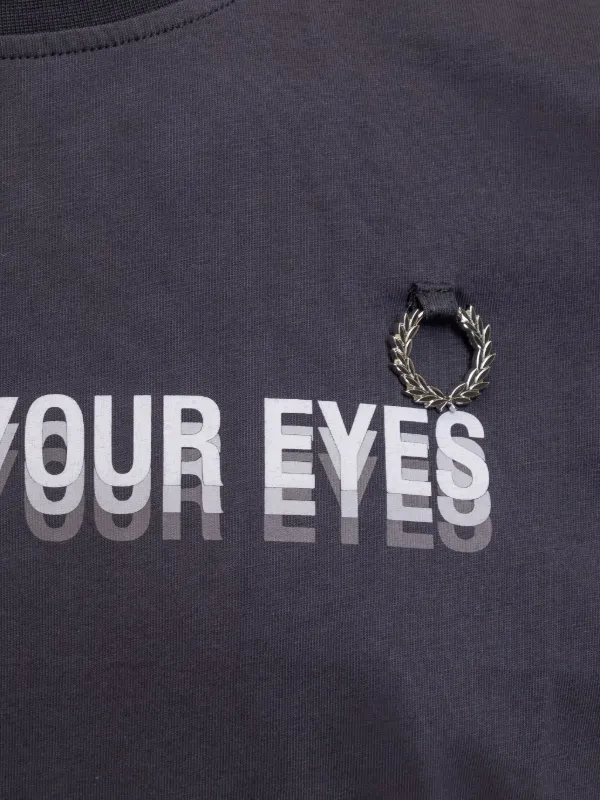 Raf Simons X Fred Perry slogan-print T-shirt Blue FARFETCH EG