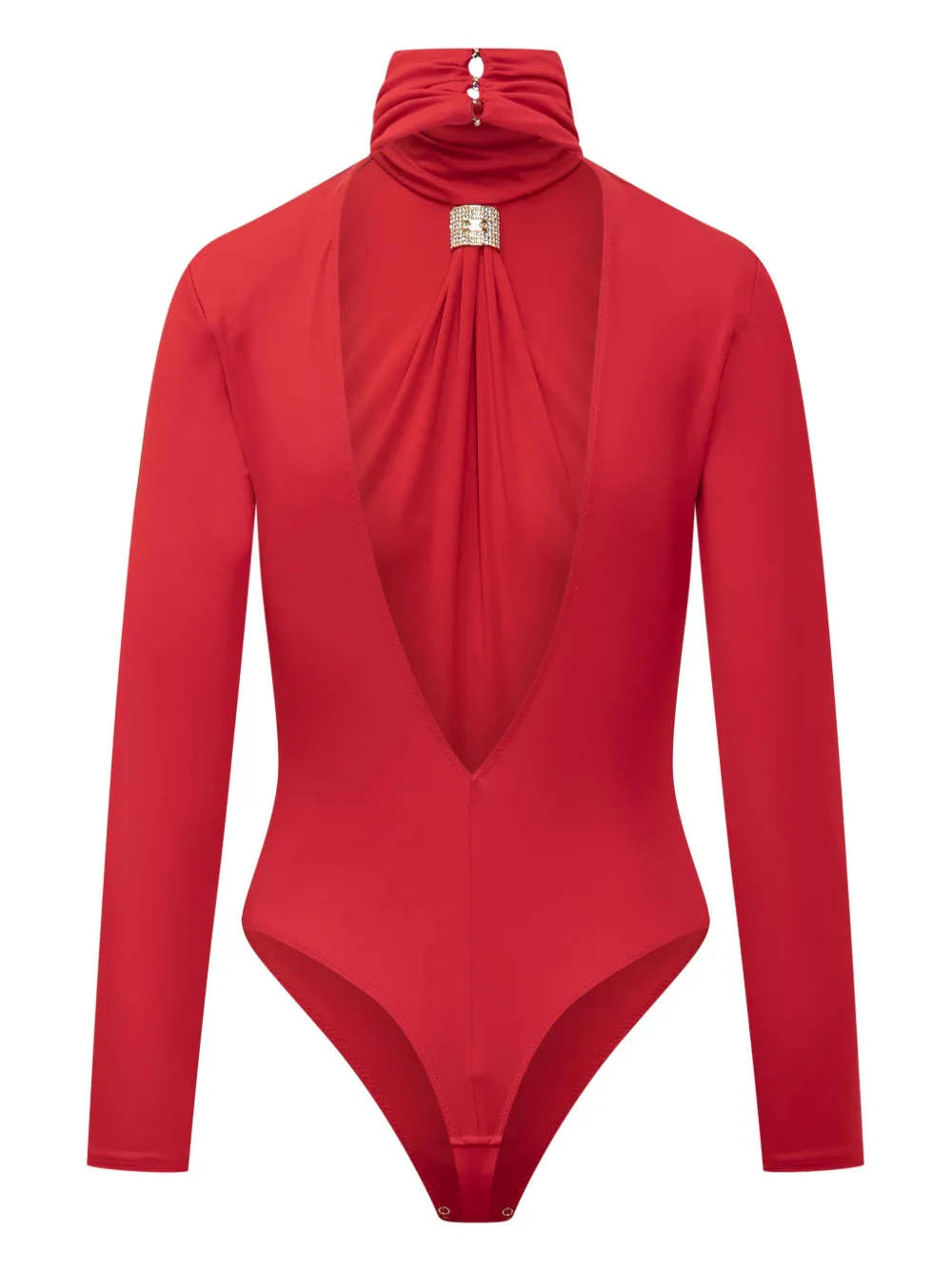 Elisabetta Franchi rhinestone-embellished bodysuit - Rood