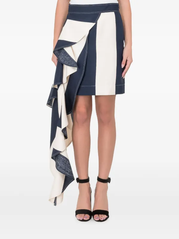 Calvin Klein Striped Mini Skirt in Blue