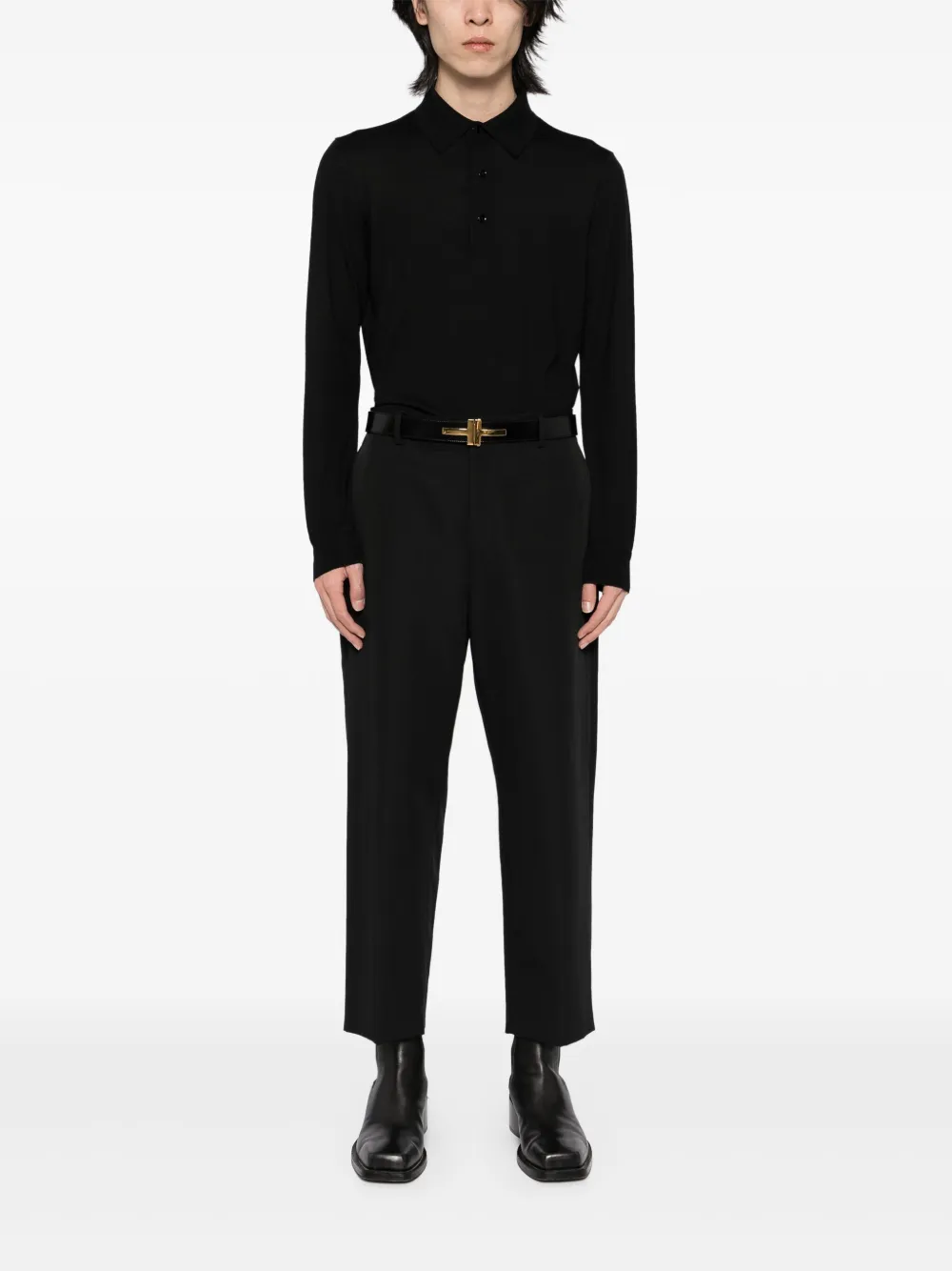 TOM FORD Gebreid poloshirt - Zwart