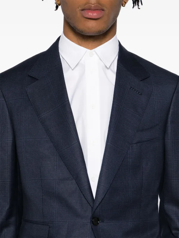 m 　TOM FORD ダークブルー チェック柄 スーツ TOM FORD Checked Suit | Blue | FARFETCH