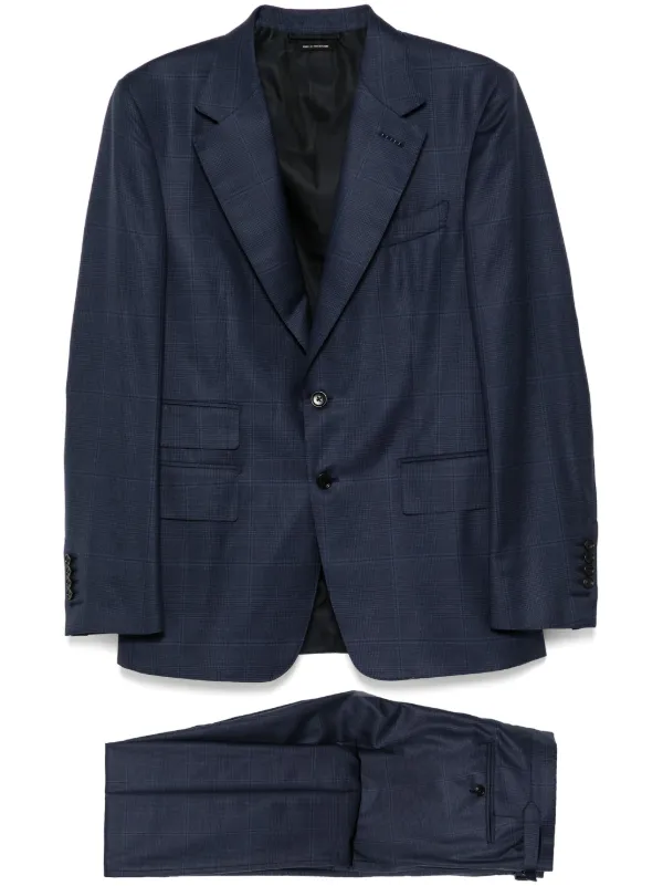 TOM FORD チェック スーツ | ブルー | FARFETCH JP