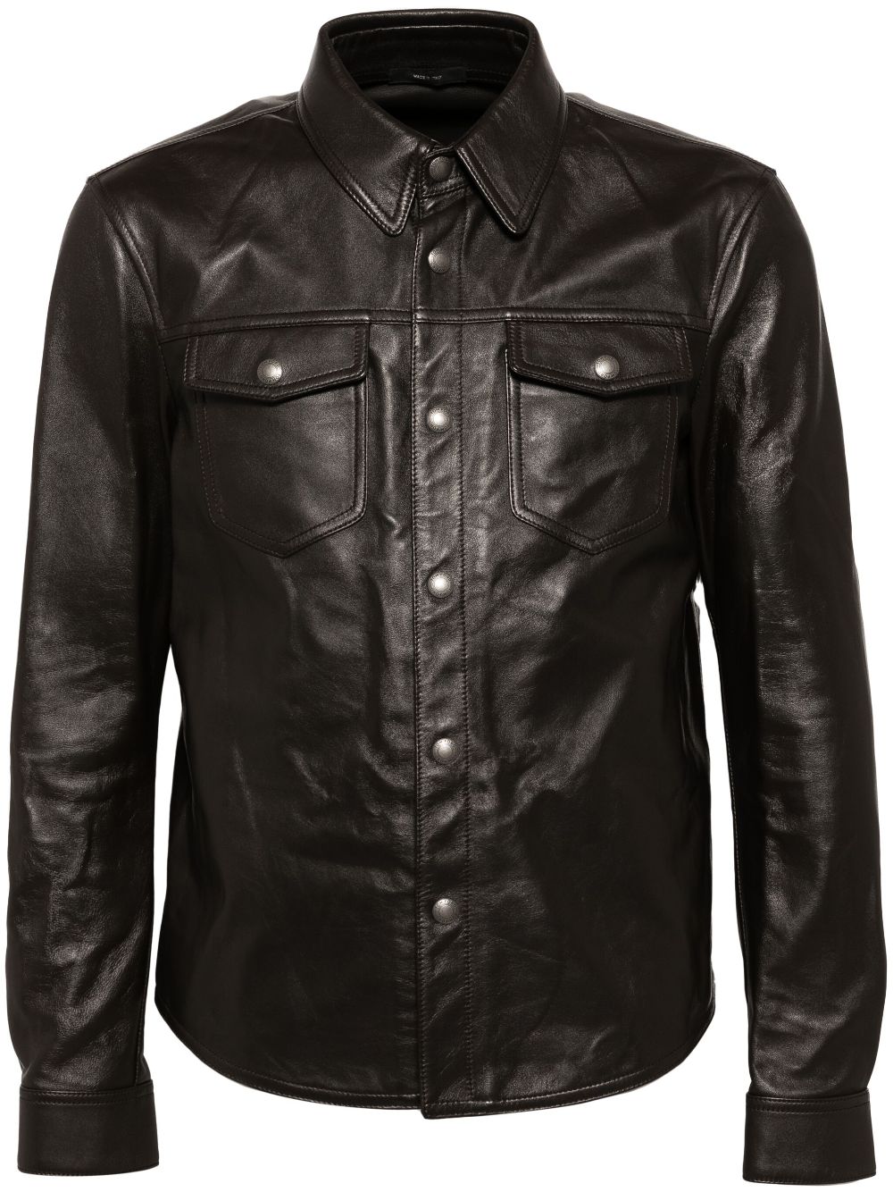 button-up leather jacket