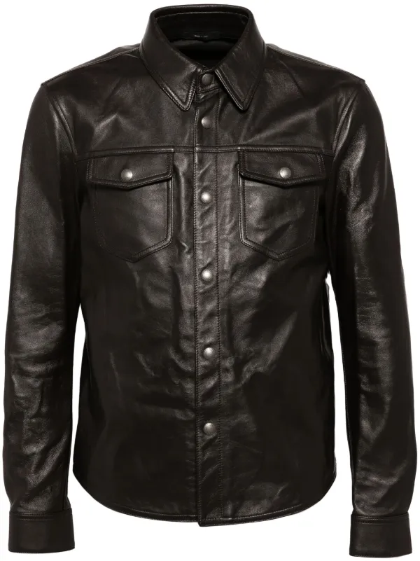 アウターその他 TOM FORD JACKET (GI3005FAX1340) TOM FORD Polished-Leather Black Trucker Jacket IT 52 K09 | eBay