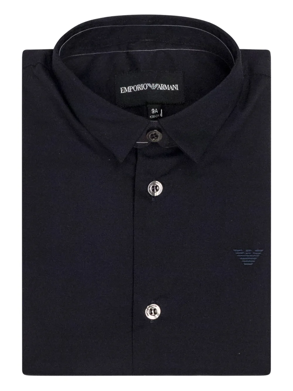 Emporio Ar i Kids Shirt met geborduurd logo Blauw