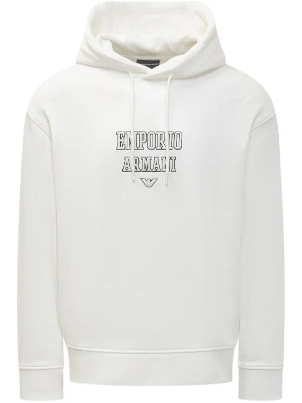 Emporio Armani logo embroidered Hoodie White FARFETCH TR
