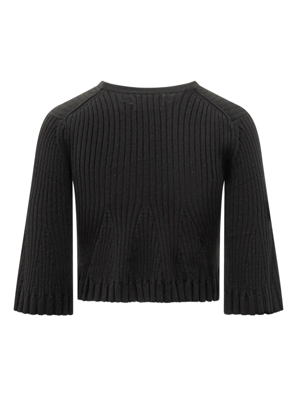 LouLou de Saison Ammi ribgebreide top met klokmouwen Zwart