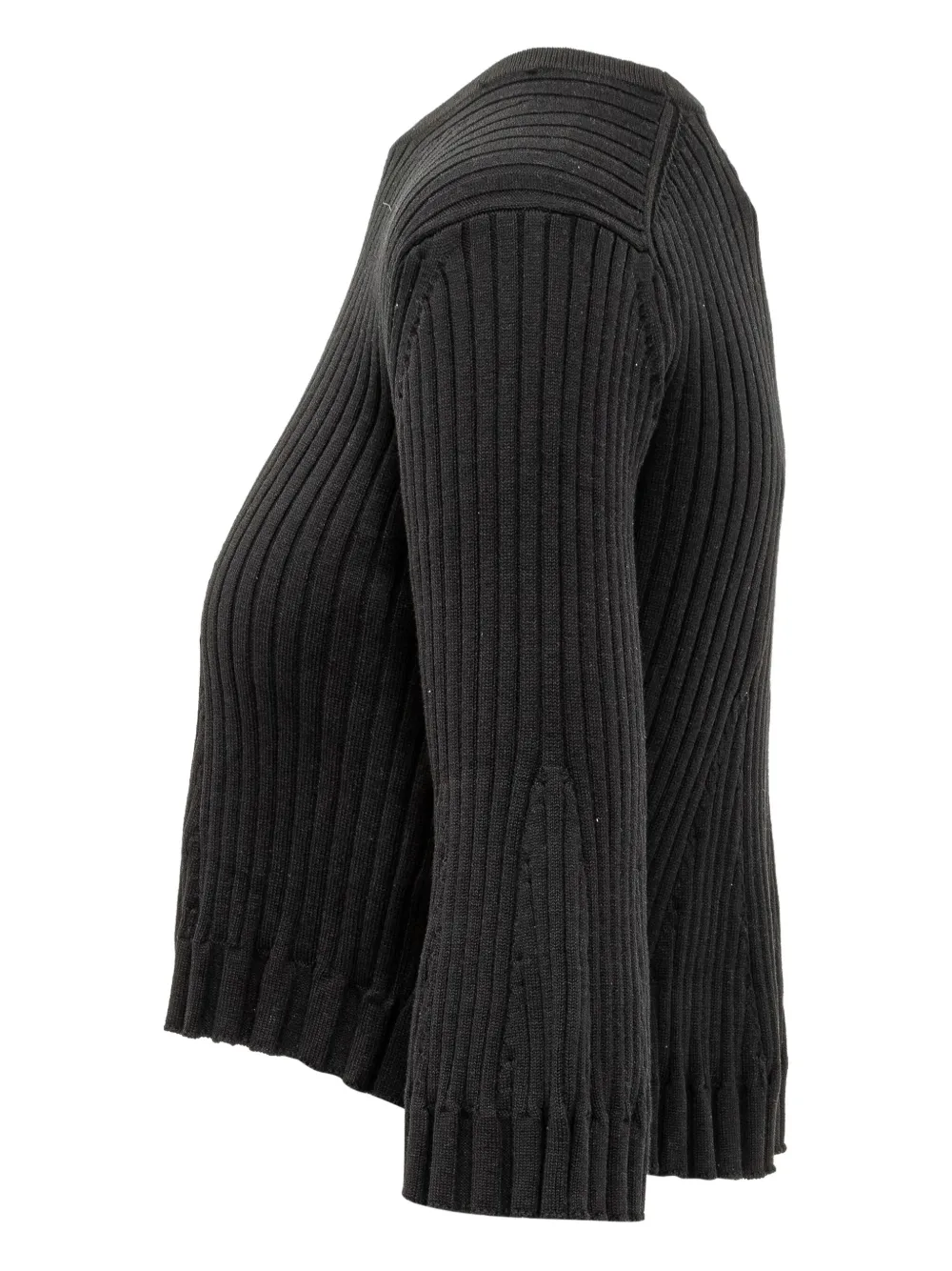 LouLou de Saison Ammi ribgebreide top met klokmouwen Zwart