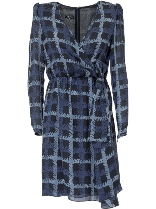 Emporio Armani Check-pattern Dress in Blue