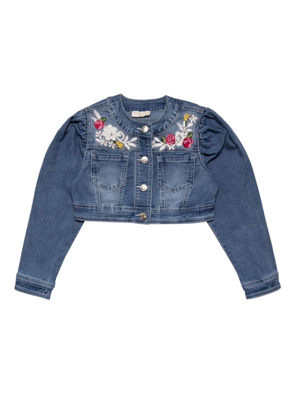 Monnalisa floral-appliqué jacket - Blue