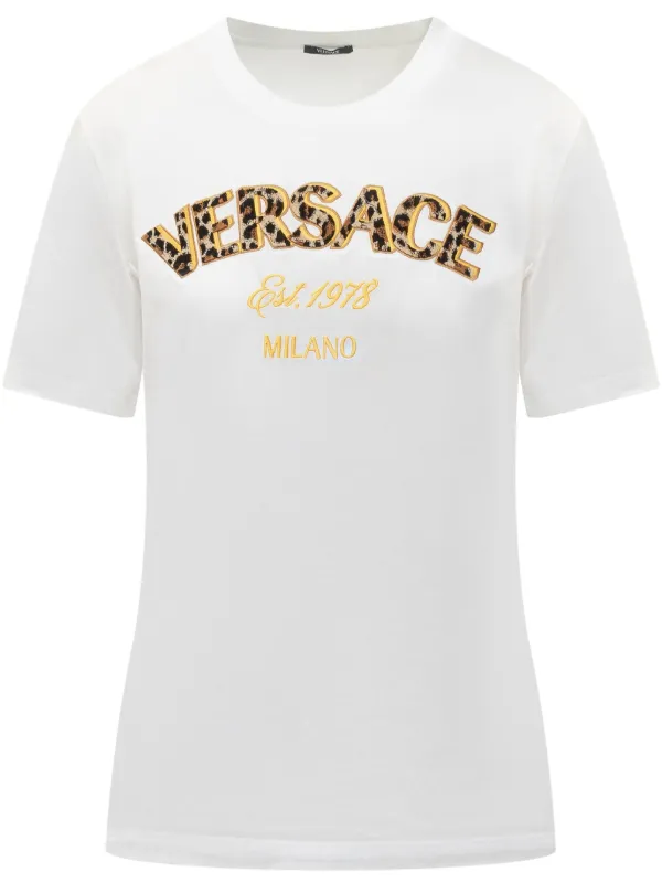 お値引きしました⭐︎VERSACE ヴェルサーチェ Tシャツ ロゴ ホワイト Versace ロゴ Tシャツ | ホワイト | FARFETCH JP