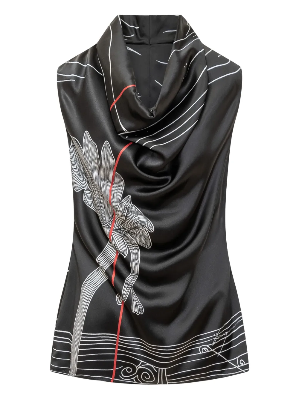 Ferragamo top de seda estampado | negro | Image 1