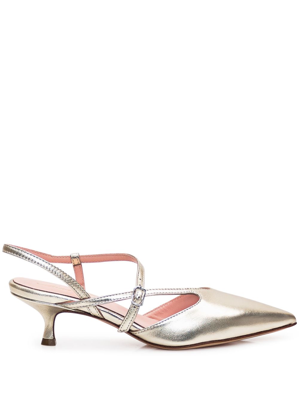 Anna F. 40mm metallic-effect pumps - Gold