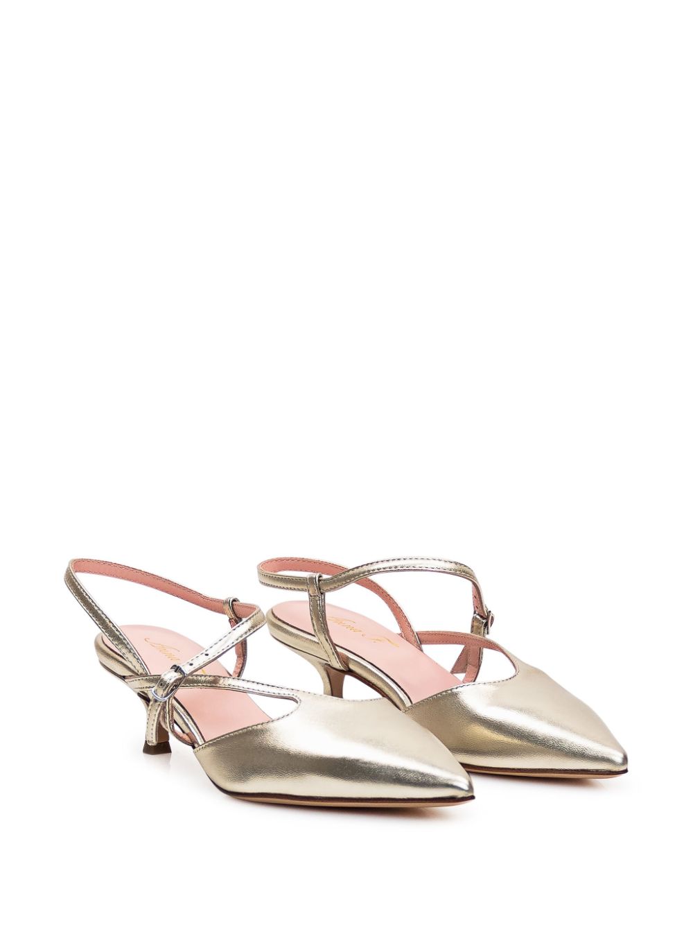 Anna F. 40mm metallic-effect pumps - Gold